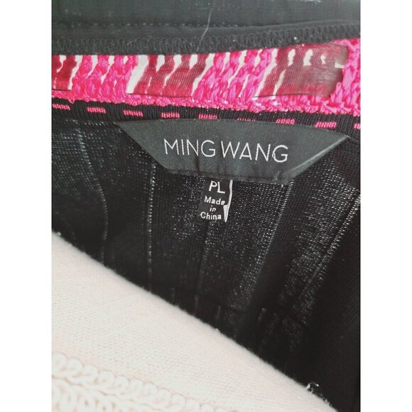 Ming Wang Open Front Knit Ribbon Black Pink Cardigan Sweater L Petite PL - Picture 8 of 9